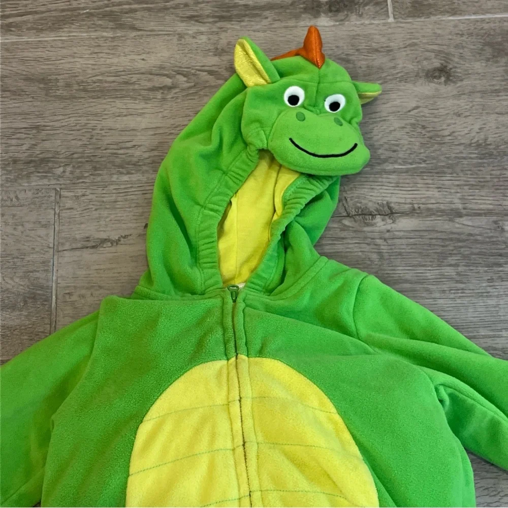 Carter's Green Plush Dragon Halloween‎ Costume Size 12 Months 2PCS Zip Hooded - Picture 2 of 6